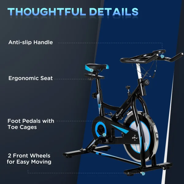 Soozier Exercise Bike, Stationary Bike for Home, Indoor Cycling Bike, Adjustable Workout Bike with Comfortable Seat Cushion and LCD Monitor - Image 8