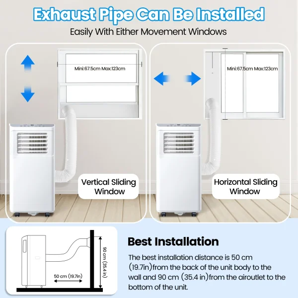 WANAI 8,000 BTU ASHRAE Portable Air Conditioner, 3-in-1 AC Unit, Cool, Dehumidifier & Fan, for Room up to 250 Sq.Ft - Image 9
