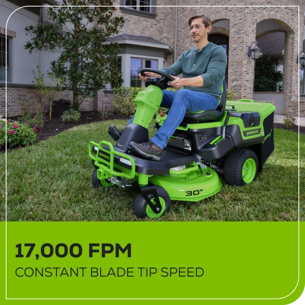 Greenworks 60V 30" CrossoverT Riding Lawn Tractor with (2) 8.0 Ah, (2) 4.0 Ah Batteries & 600-Watt Charger 7421902 - Image 11