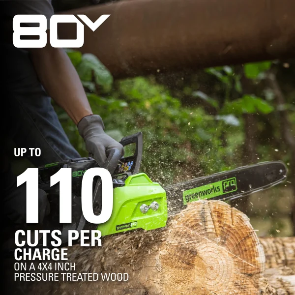 Discontinued - Greenworks 80V 18-inch Cordless Brushless Chainsaw Kit with 2.0 Ah Battery & Charger, 2004602 - Image 7