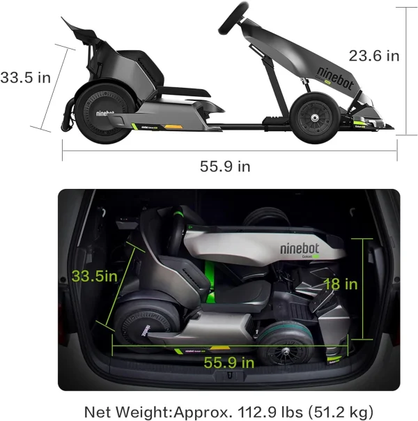 Segway Ninebot Electric GoKart Pro, 23 Miles Range, 15.5MPH, W. Capacity 220lbs, Outdoor Race Pedal Go Karting Car for Kids & Adults, Black - Image 6