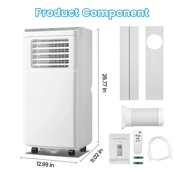 WANAI 8,000 BTU ASHRAE Portable Air Conditioner, 3-in-1 AC Unit, Cool, Dehumidifier & Fan, for Room up to 250 Sq.Ft - Image 8