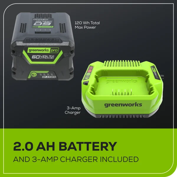 Greenworks 60V 20 Pole Hedge Trimmer with 2.0 Ah Battery & 3 Amp Charger 2307502 - Image 9