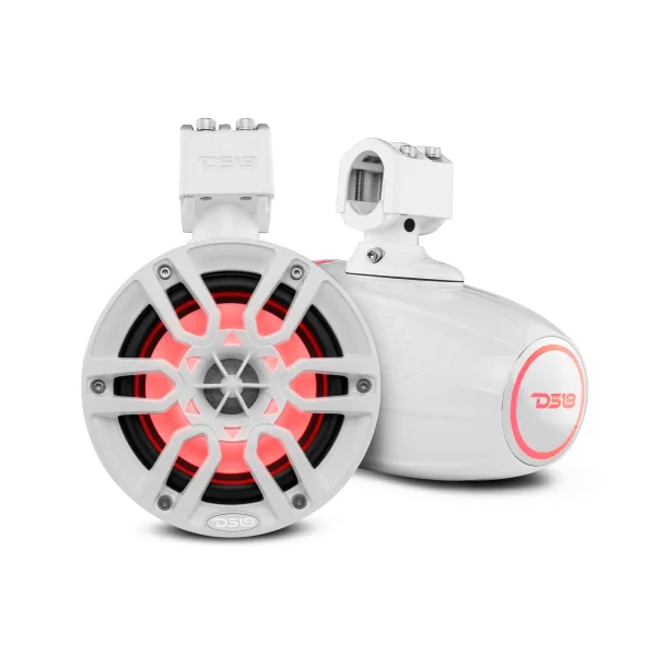 DS18 6.5 Marine Tower Speakers White Hydro Series RGB 370 Watts Max NXL-X6TP/WH