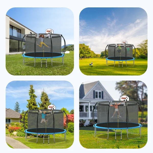 Nazhura Trampoline 12 ft with Enclosure and Basketball Hoop, 1300lbs Capacity - Image 9