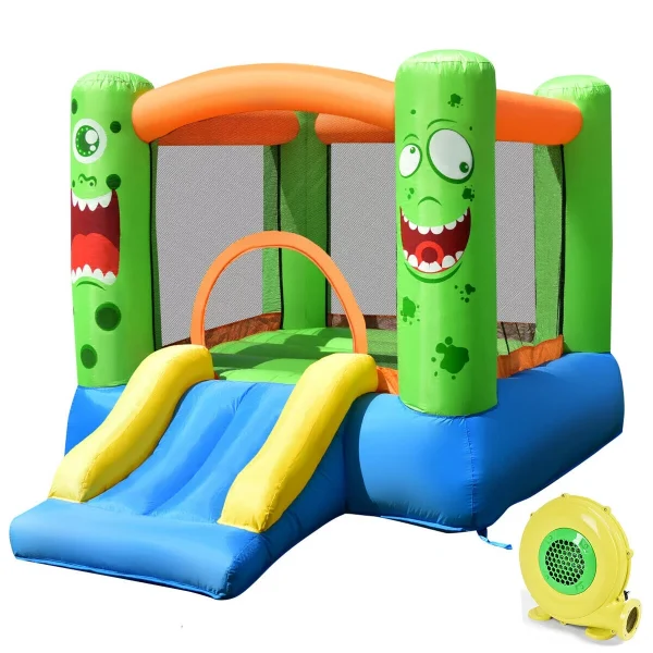 Topbuy Inflatable Bounce House Jumping Castle Kids Playhouse w/ Slider and 480W Blower - Image 2