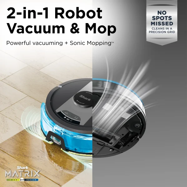 Shark Matrix 2-in-1 Robot Vacuum & Mop with No Spots Missed on Carpets & Hard Floors, Precision Home Mapping,WIFI, RV2400WD - Image 2