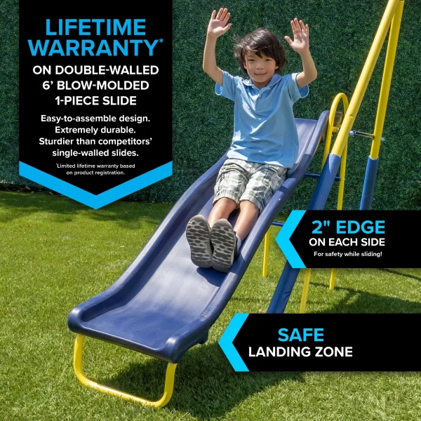 Sportspower Super Star Metal Swing Set with Saucer Swing, Glider Swing, Lifetime Warranty on Blow Molded Slide, and Bonus Anchor Kit - Image 2