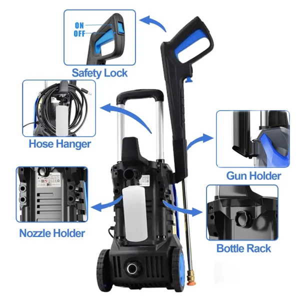 Powerful Electric Pressure Washer - 3500 PSI Electric Power Washer, 2.5 GPM Power Washers Electric Powered with 4 Interchangeable Nozzle and Foam Cannon - Image 6