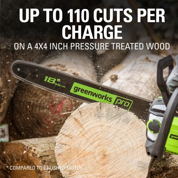 Discontinued - Greenworks 80V 18-inch Cordless Brushless Chainsaw Kit with 2.0 Ah Battery & Charger, 2004602 - Image 11
