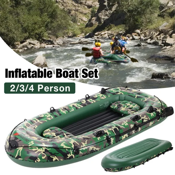 10ft 2/3/4 Person Inflatable Boat Set with Paddles Air Pump PVC Kayak Canoe Boat Set for Drifting - Image 7