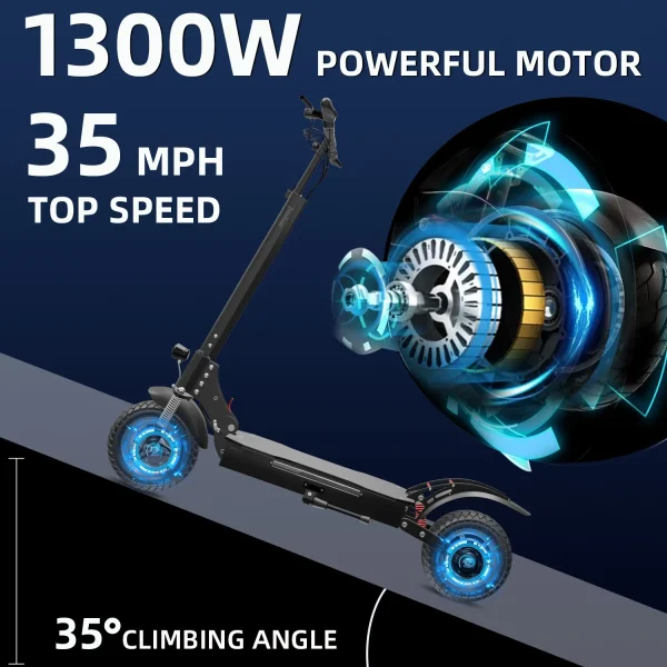 AJOOSOS X750 Electric Scooter, 1300W Powerful Motor, 35 mph Max Speed, 40 Miles Long Range, Foldable Electric Scooter Adults - Image 2