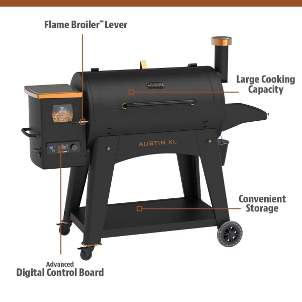 Pit Boss Austin XL 1000 Sq in Wood Fired Pellet Grill and Smoker – Onyx Series - Image 2