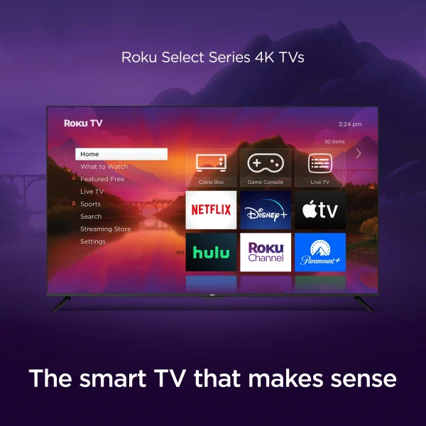 Roku 43 Select Series 4K HDR Smart RokuTV with Enhanced Voice Remote, Brilliant 4K Picture, Automatic Brightness, and Seamless Streaming - Image 2