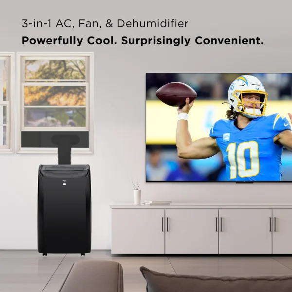 TCL 8,000 BTU SACC (12,000 BTU ASHRAE) Smart Portable Air Conditioner, Black, W8P95-B3 - Image 3