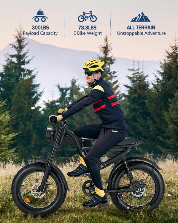 Riding'times 1500W Winter Moped Style Ebike, 20 Inch Fat Tire Electric Bike, Up to 28MPH & 75 Miles, 6-Layer Full Suspension, 15.6AH Removable Battery, Mountain Snow E Bike - Image 4