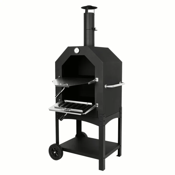 Portable Wood Fire Outdoor Pizza Oven with Wheels and Protective Cover - Image 3
