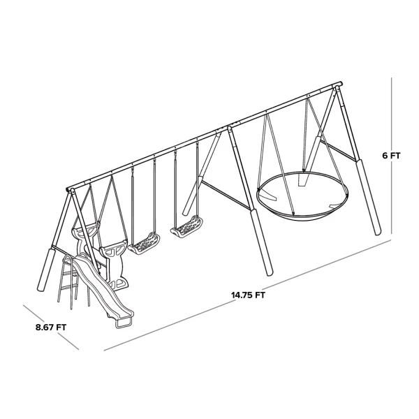 Sportspower Super Star Metal Swing Set with Saucer Swing, Glider Swing, Lifetime Warranty on Blow Molded Slide, and Bonus Anchor Kit - Image 6