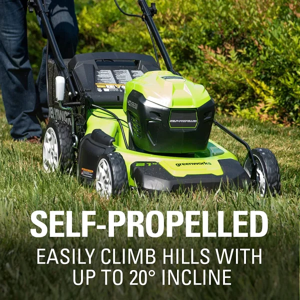 Greenworks 40V 21 Brushless (Smart Pace) Self-Propelled Lawn Mower, 2 x 4Ah USB (Power Bank) Batteries and Charger Included MO 21 Mower (2 x 4.0Ah) - Image 8