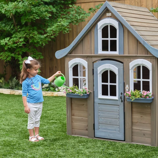 KidKraft Forestview II Wooden Outdoor Playhouse with Kitchen - Image 9