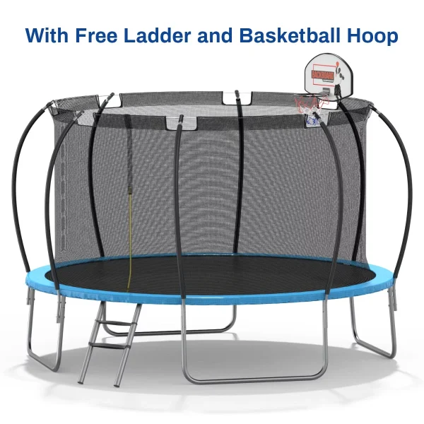 Nazhura Trampoline 12 ft with Enclosure and Basketball Hoop, 1300lbs Capacity - Image 8
