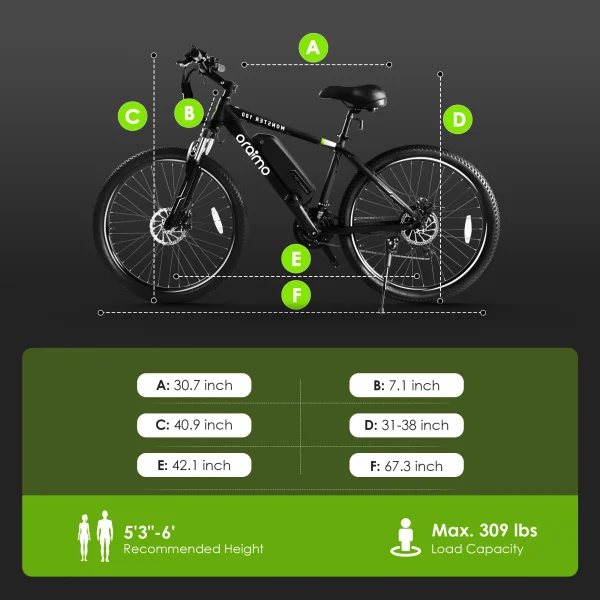 Oraimo Electric Bike for Adults,350W BAFANG Motor(Peak 500W), 4A 3H Fast Charge, UL Certified 468Wh Li-ion Battery, 26 Mountain Ebike Shimano 21 Speed, Air Saddle Adult Electric Bicycle - Image 5