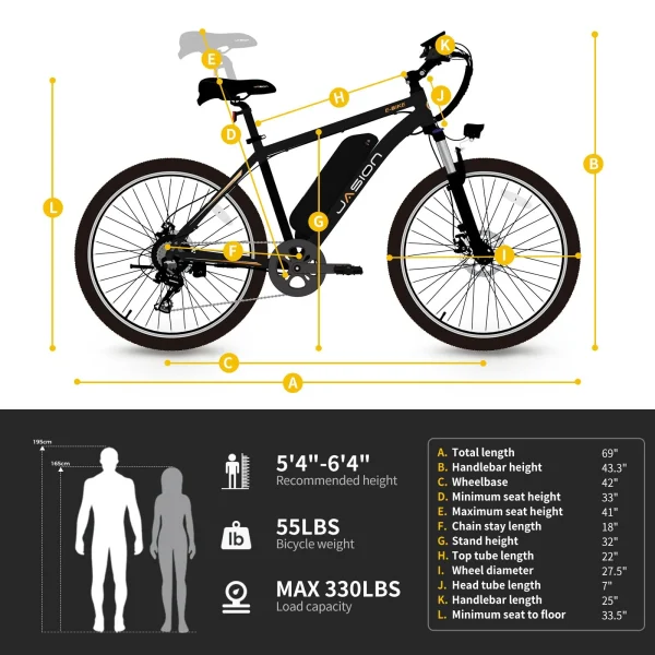 Jasion EB5 Plus Electric Bike for Adults 500W Motor 45 Miles 20.5MPH 480WH Removable Battery Commuting Electric Mountain Bike 27.5'' Tires Front Fork Suspension 7-Speed Interstellar Gray - Image 4