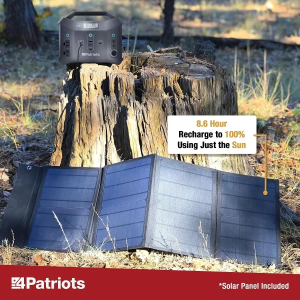 4Patriots Patriot Power Sidekick Solar Generator, 300wH Portable Power Station with 40 Watt Solar Panel, AC Fast Charging in 5 Hours, Dual 110V AC Outlets, Only 8 Lbs - Image 6