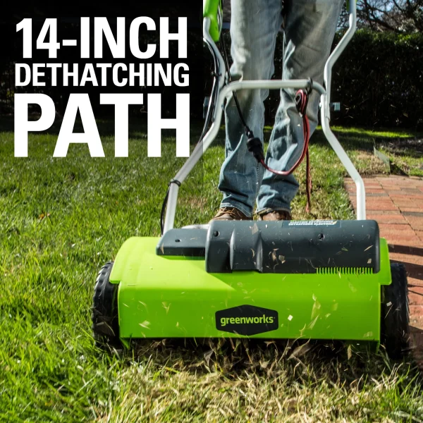 Greenworks 10 Amp 14 Corded Electric Dethatcher 27022 - Image 6