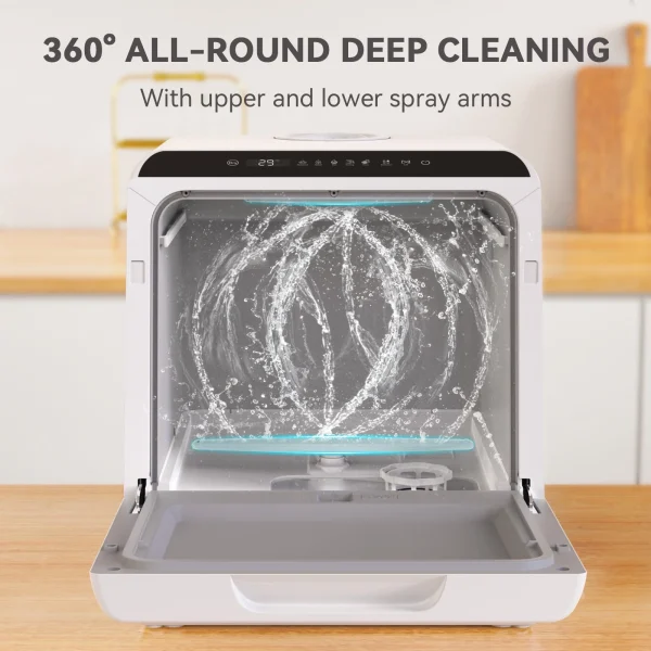 Hermitlux Portable Countertop Dishwasher, 5 Washing Programs Mini Dishwasher with 5-Liter Water Tank, HMX-DW04 - Image 5