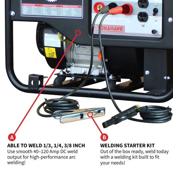 Tomahawk Power TWG120A 120 Amp Welder with 7HP Gas Powered 2,200W Generator - Image 3