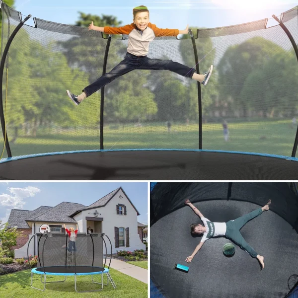 Nazhura Trampoline 12 ft with Enclosure and Basketball Hoop, 1300lbs Capacity - Image 2