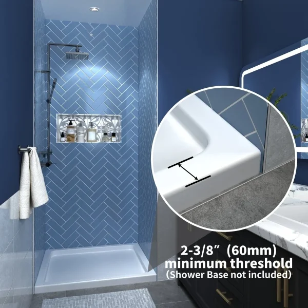 Classy 24-25.5 W x 72 H Small Shower Door Hinged Pivot Chrome Install Clear Glass Shower Door - Image 3