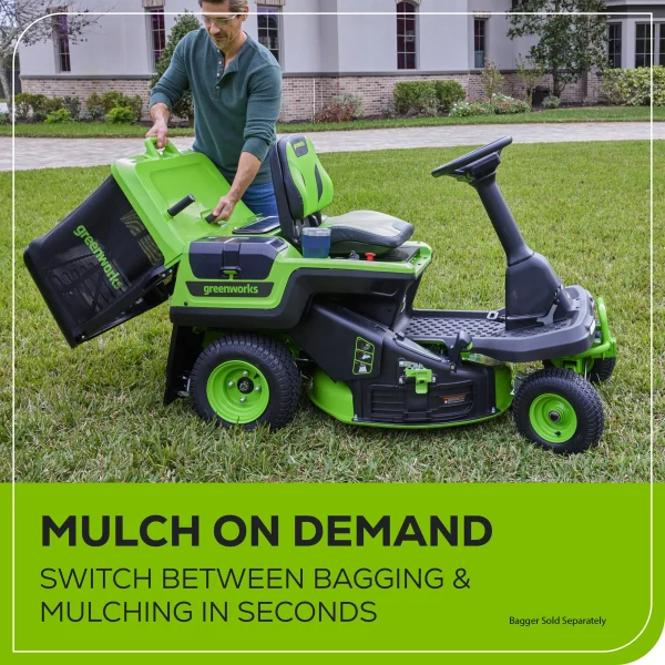Greenworks 60V 30" CrossoverT Riding Lawn Tractor with (2) 8.0 Ah, (2) 4.0 Ah Batteries & 600-Watt Charger 7421902 - Image 10