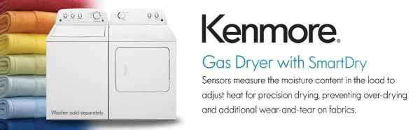 Kenmore Electric Dryer with SmartDry/Wrinkle Guard, 7 Cu. ft. Capacity, White, 43H x 29W x 28D - Image 8