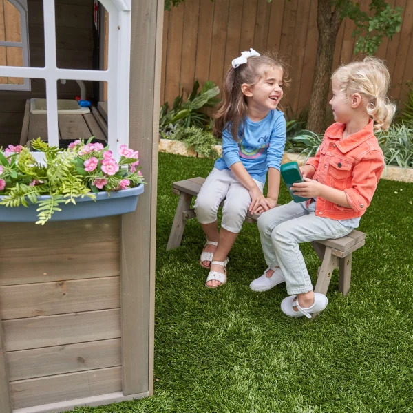 KidKraft Forestview II Wooden Outdoor Playhouse with Kitchen - Image 8