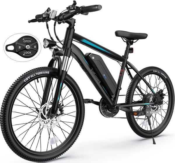 TotGuard Adult Electric Mountain Bike, 350W Motor, 36V 374.4Ah Lithium-Ion Battery, 26 Aluminum Alloy Frame, 21-Speed Shimano Transmission, Front Suspension, Dual Disc Brakes, 4 Working Modes