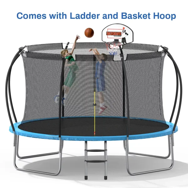 Nazhura Trampoline 12 ft with Enclosure and Basketball Hoop, 1300lbs Capacity - Image 3