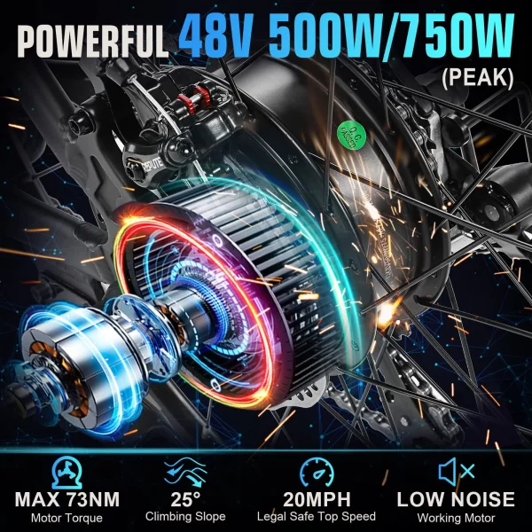 ANCHEER 500W Electric Bike for Adults 27.5'' Electric Mountain Bike/Ebike for Adults, 3 Hours Fast Charge, 55 Miles Class 2 Ebike with 48v 10.4Ah Removable Battery, Color LCD Display, 21 Speed Gears - Image 7