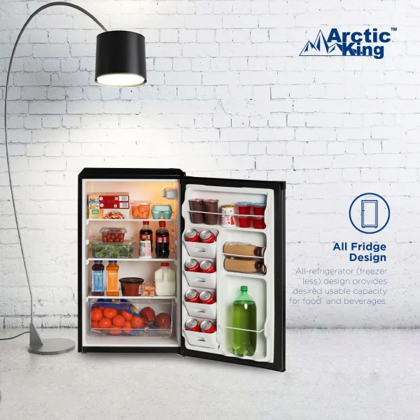 Arctic King 4.4 Cu ft One-Door No Freezer Mini Fridge, Black Stainless Steel Look E-Star, ARM44A5ASL - Image 4