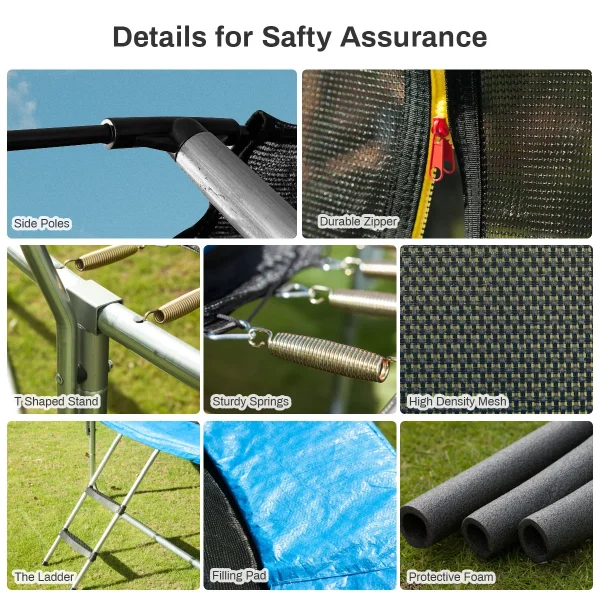 Nazhura  12' Round Backyard Trampoline with Safety Enclosure and Basketball Hoop - Image 3