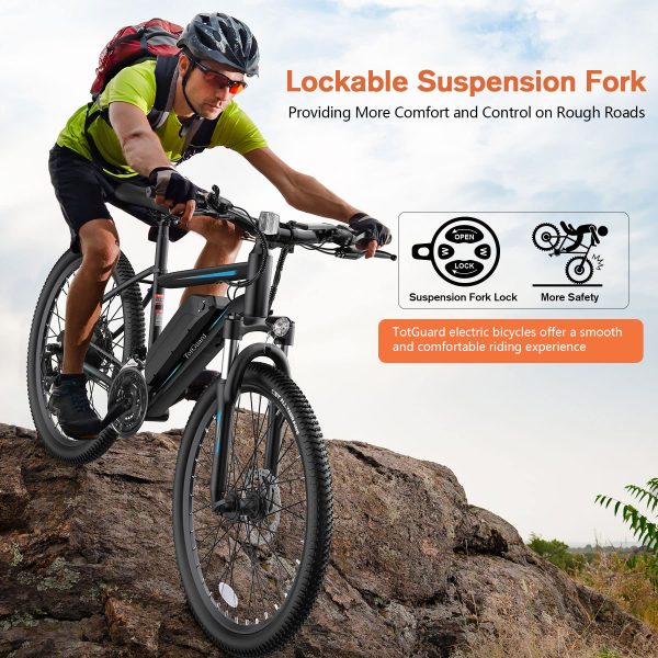 TotGuard Electric Bike, 27.5 Electric Bike for Adults 500W Ebike 21.6MPH Adult Electric Bicycles Electric Mountain Bike,48V 499WH Removable Lithium Battery,Shimano 21S Gears,Lockable Suspension Fork - Image 5