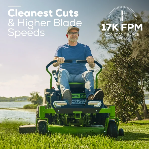 Greenworks 60V 42" Electric CrossoverZ Zero Turn Mower with (4) 8 Ah Batteries and (2) Dual Port Turbo Chargers - Image 2