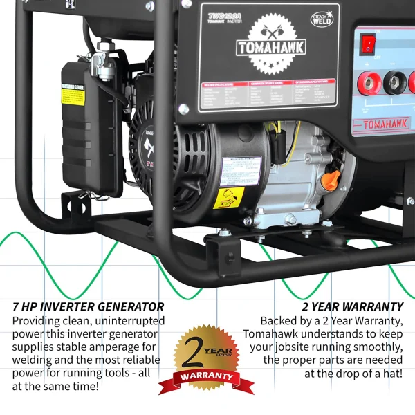 Tomahawk Power TWG120A 120 Amp Welder with 7HP Gas Powered 2,200W Generator - Image 5