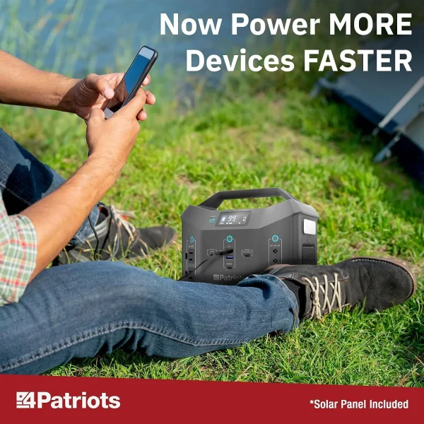 4Patriots Patriot Power Sidekick Solar Generator, 300wH Portable Power Station with 40 Watt Solar Panel, AC Fast Charging in 5 Hours, Dual 110V AC Outlets, Only 8 Lbs - Image 7