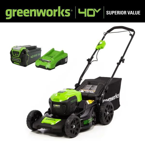 Greenworks 40V 20 Brushless Push Lawn Mower with 4.0 Ah Battery & Quick Charger 2516302VT - Image 3
