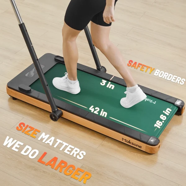 Maksone 3HP Folding Walking Pad, Wood Under Desk Treadmill with Adjustable Handlebar with Remote Control - Image 6