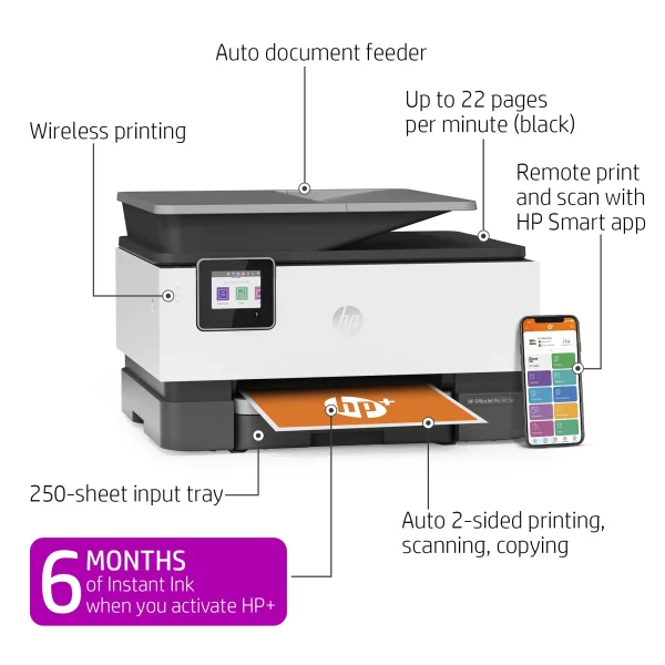 HP OfficeJet 9025e All-in-One Wireless Color Inkjet Printer - 6 months free Instant Ink with HP+ - Image 2