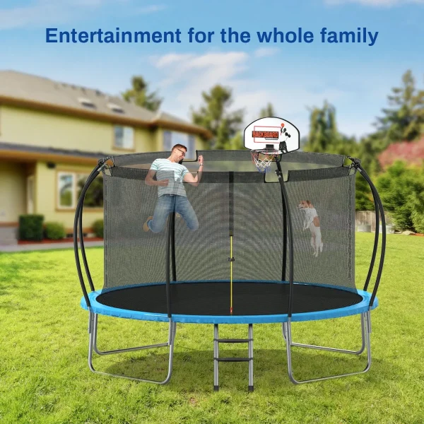 Nazhura Trampoline 12 ft with Enclosure and Basketball Hoop, 1300lbs Capacity - Image 4