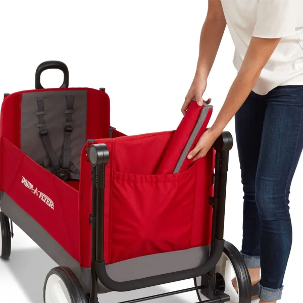 Radio Flyer Convertible Stroll N Wagon with Pull & Push Handle, Red/Black - Image 6